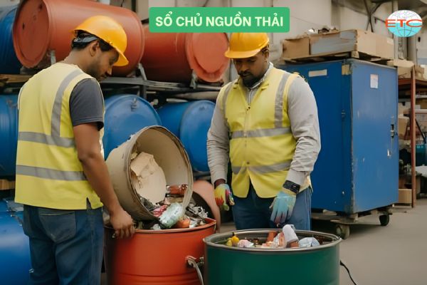 Nhân viên thu gom chất thải nguy hại